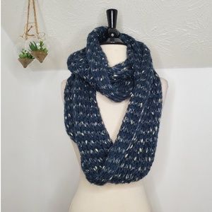 Navy Blue and Metallic Knitted Infinity Scarf